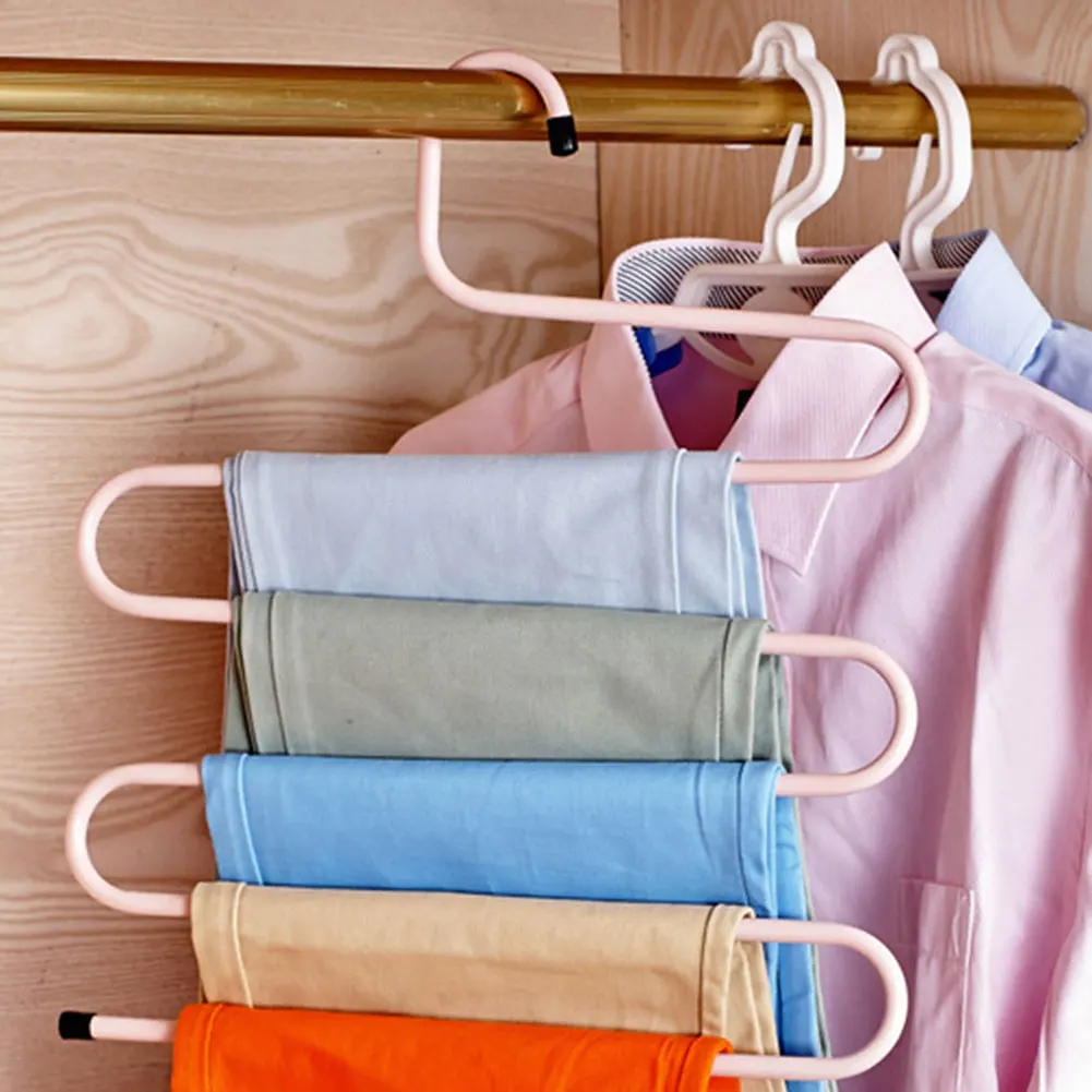 

5 layers S Shape MultiFunctional Clothes Hangers Pants Storage Hangers Cloth Rack Multilayer Storage Cloth Hanger 1PC