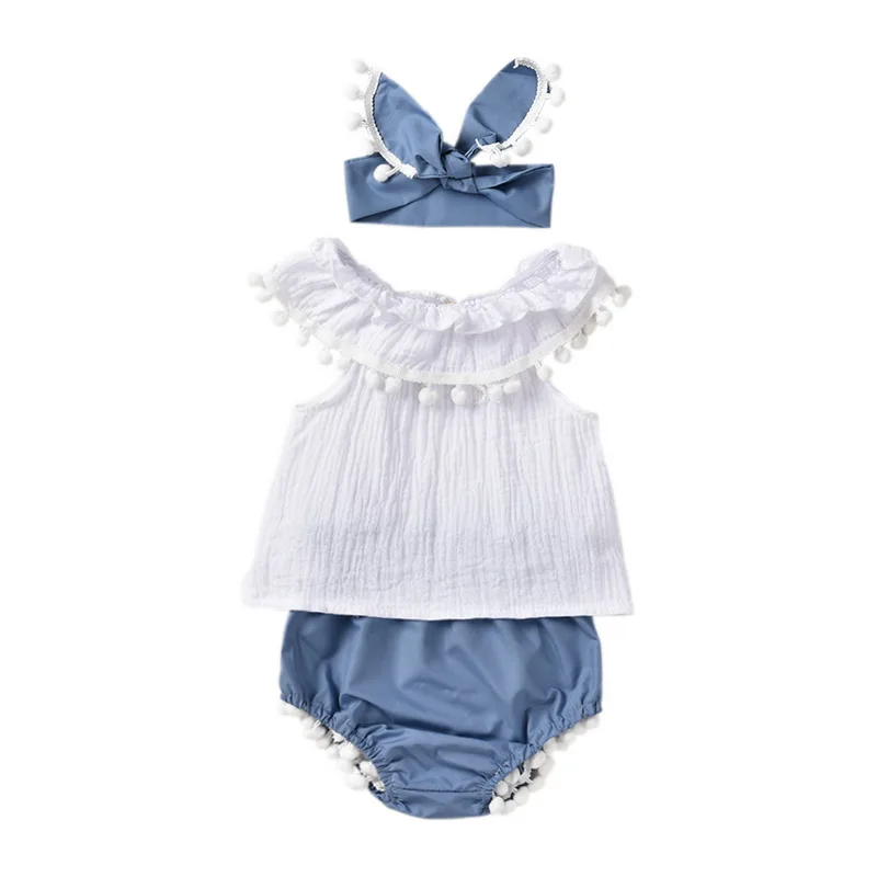 

Summer Baby Girl Fashion Dress Cotton Sleeveless Top Shorts Headdress 3PCS Kids Clothes Newborn Girl Clothes Baby Outfits D30