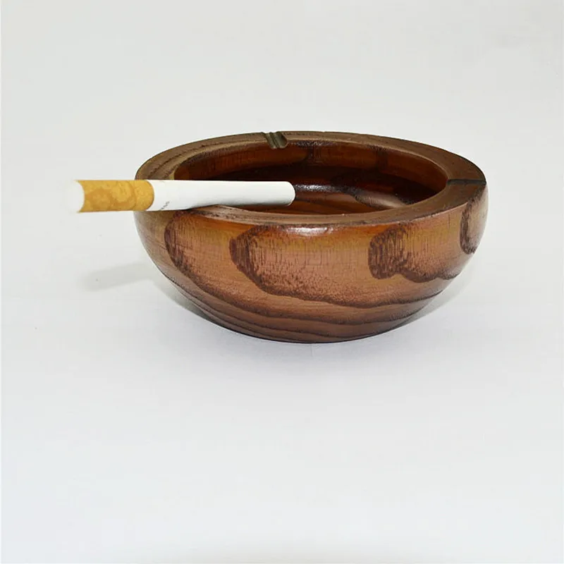 Buy Natural solid wood ashtray retro personality