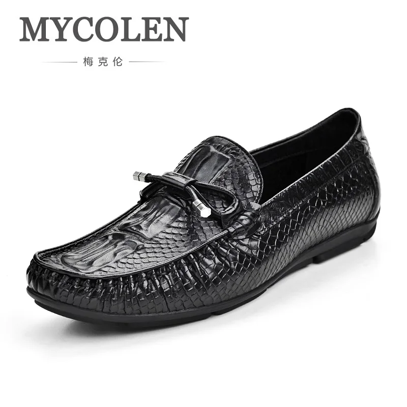 

MYCOLEN The New Spring/Autumn Doug Shoes Male Leather Crocodile Embossed Breathable Shoes Minimalist Design Casual Shoes