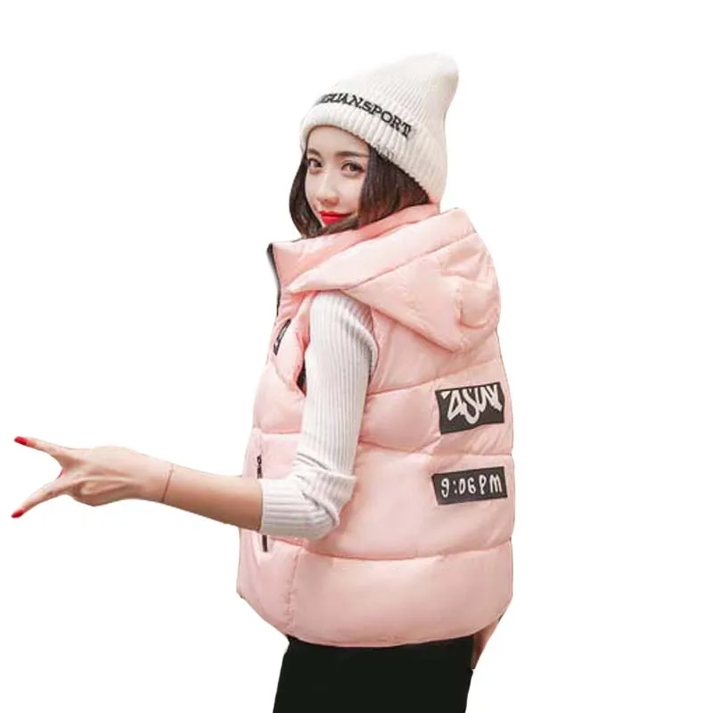 

2017 Autumn Winter Vest Women Waistcoat Female Sleeveless Jacket Hooded Warm Long Vest colete feminino