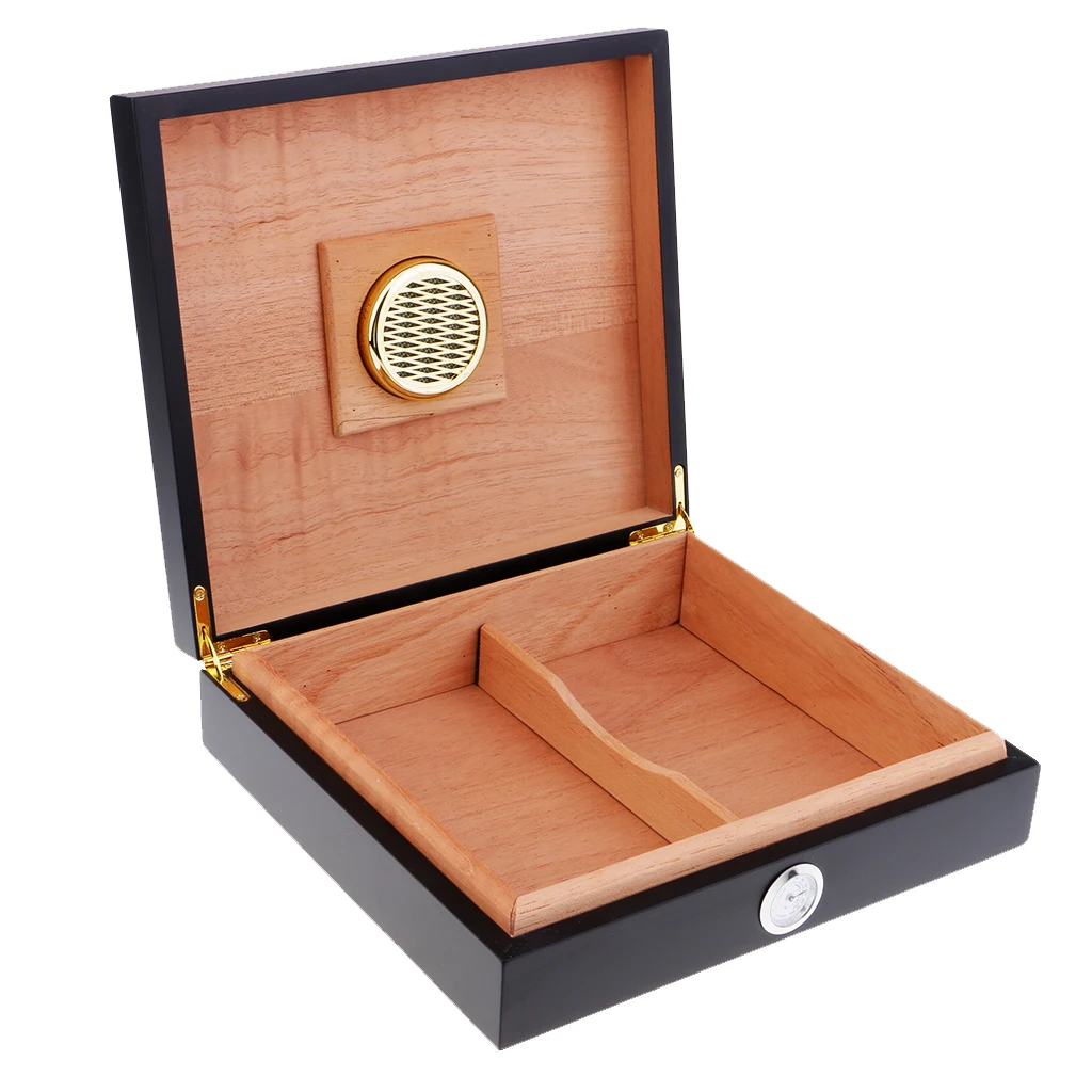 2PCS Spanish Cedar Wood Cigar Humidor Case W/ Humidifier Hygrometer