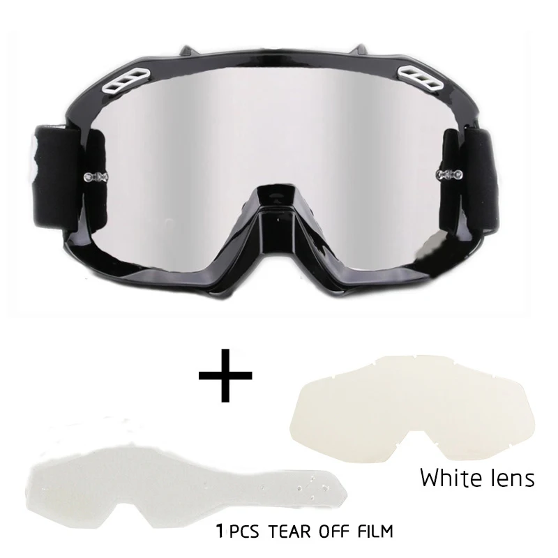 A whit clear lens ATV Gafas защитные очки для мотоциклистов лыжный MX внедорожные очки мотоцикл Спорт на открытом воздухе Oculos велосипедные очки для мотокросса - Цвет: A whit clear lens