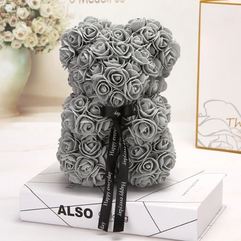 

2020 hot Valentines Day Gift 25cm Red Rose Bear Rose Flower Multicolor Artificial Decoration Christmas Gifts