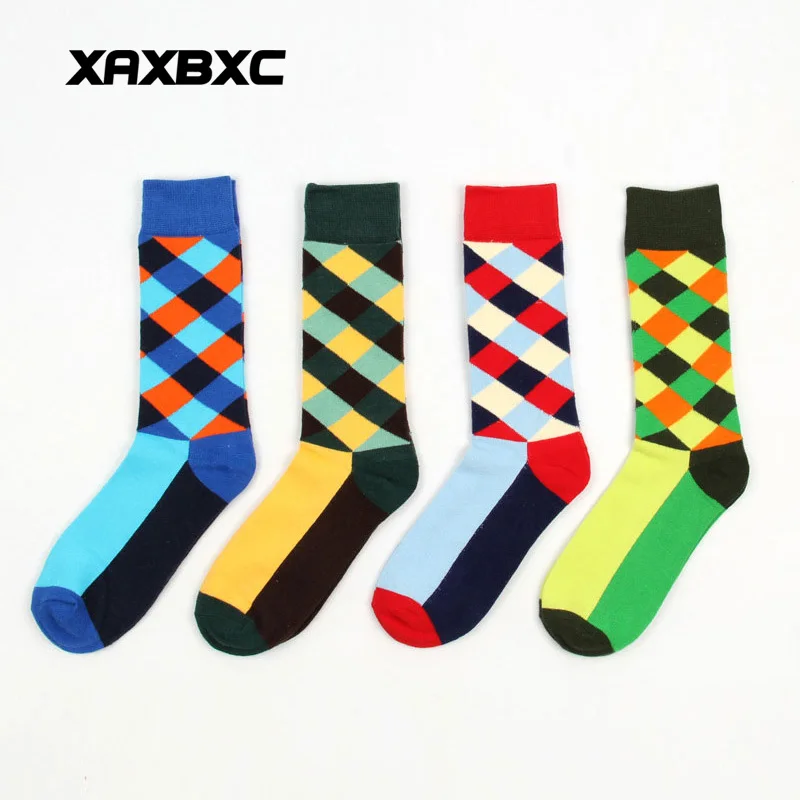 XAXBXC HP05 New British Style Male Cotton Happy Socks Colorful