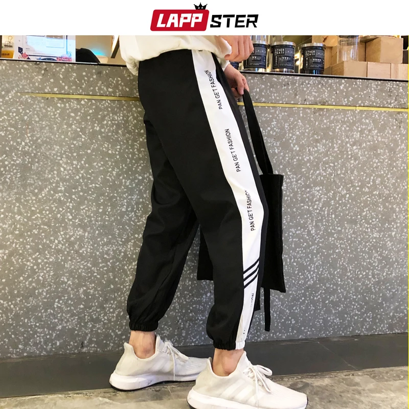 LAPPSTER мужские полосатые уличные брюки, мужские корейские модные спортивные штаны в стиле хип-хоп, Харадзюку, летние белые брюки