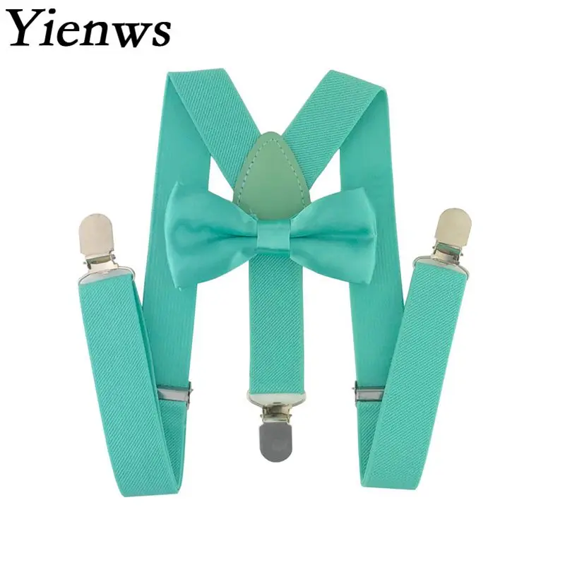 Yienws для маленьких детей подтяжки галстук бабочка комплект 3 клип эластичный ремешок бабочкой подтяжки обувь девочек свадебные галстук