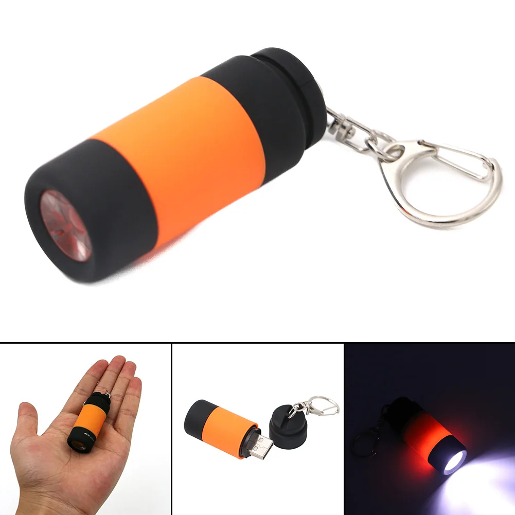 Mini Rechargeable 0.3W LED USB Keychain Flashlight Light lamp Outdoor