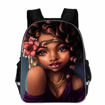 

New Backpack Women Cartoon African Black Girls Print School Bag Kids Cute Book Bag Teenager Girls Backpack Quality Mochilas