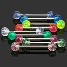 9 шт., разноцветные кольца штанги для языка, пирсинг, пирсинг, ювелирные изделия для тела