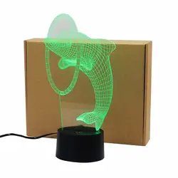 Дельфин Творческий 3D акрил Visual Home сенсорный Настольный светильник красочный Искусство украшения USB светодио дный детский стол ночь Light-3D-TD14