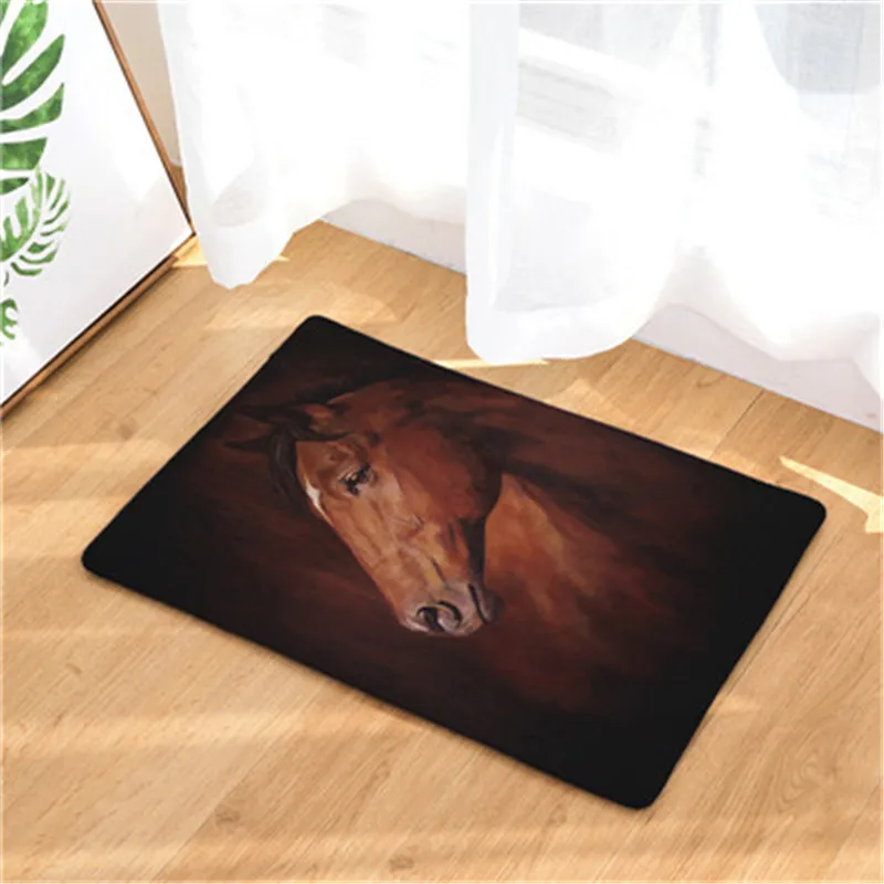 Приветственный напольный коврик лошадь печати фланель коврик для прихожей 40x60 см/50X80 см Кухня ковер Ванная комната Нескользящая лента - Цвет: 13