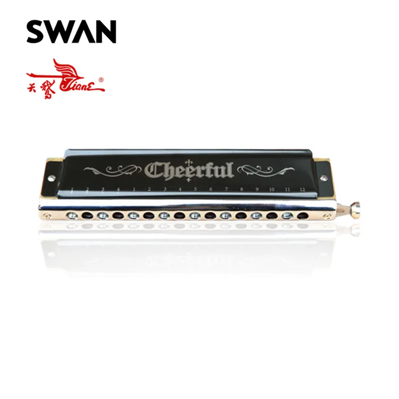 

Swan SW1664H-1 Black Color 16 Holes 64 Tones Chromatic Harmonica High End Double Boards Rounded Mouthpiece Musical Instrument