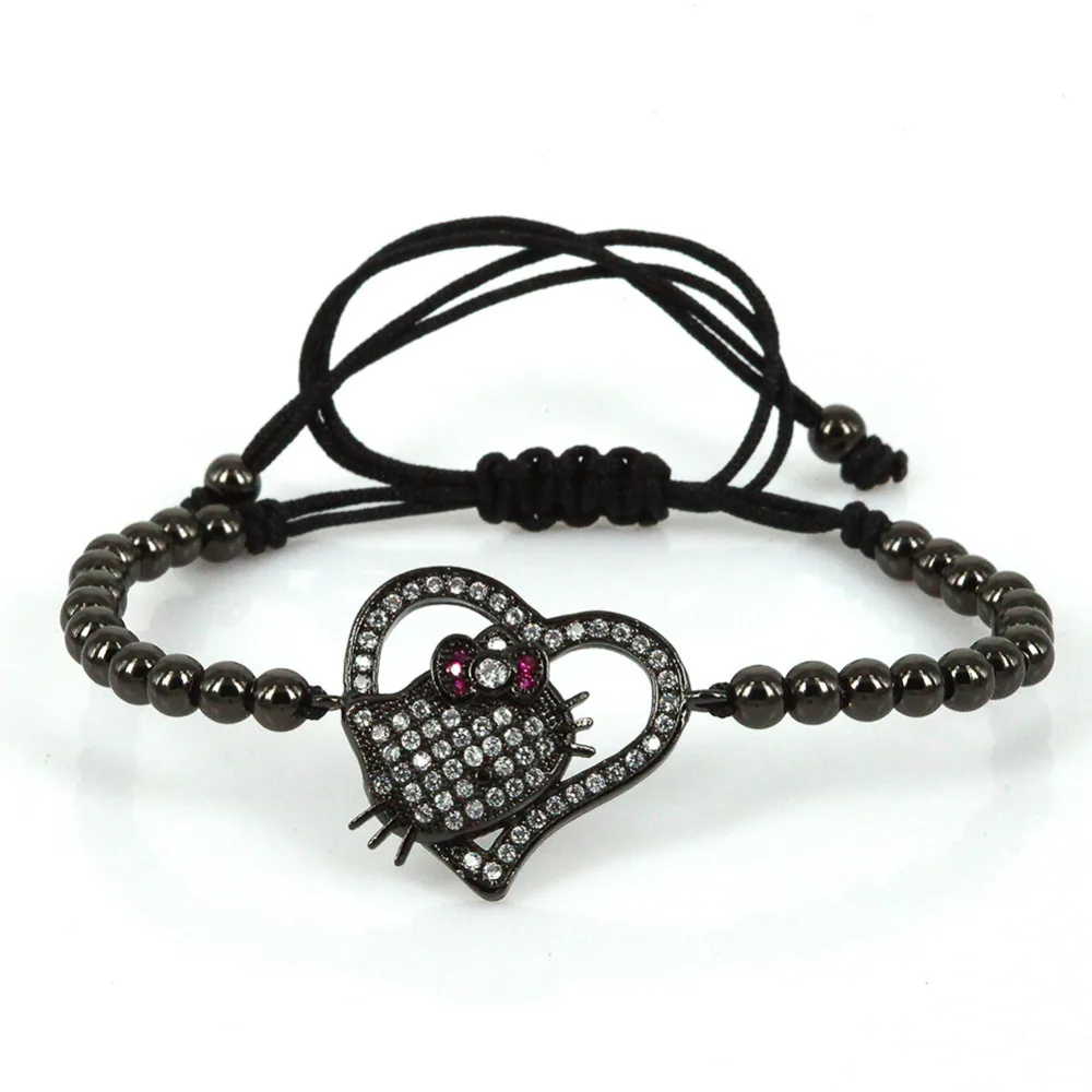 

Luxury Fashion Shiny Noble Heart Charm Bracelets Hello Kitty & Angle Wings Lovely Jewelry for Women Girls Pulsera Gift