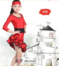 Hot selling black red rumba latin dance dress tango samba 110-160cm competition fashion professional girl child dress costume