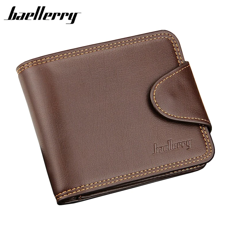 

Baellerry Letter Men Wallets Short Man PU Leather Famous Brand With Coin Pocket Solid color Hasp Gray Black wallet Business