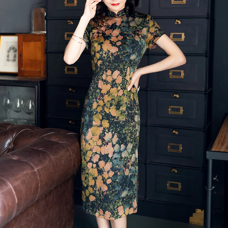 Zomer 2019 Jurk Sexy Fashion Print Vintage Korte Spleet Knop Vrouwen Coltrui Chineses Stijl Body con Party Jurken Groothandel Zomer 2019 Jurk Sexy Fashion Print Vintage Korte Spleet Knop Vrouwen Coltrui Chineses Stijl Body con Party Jurken Groothandel