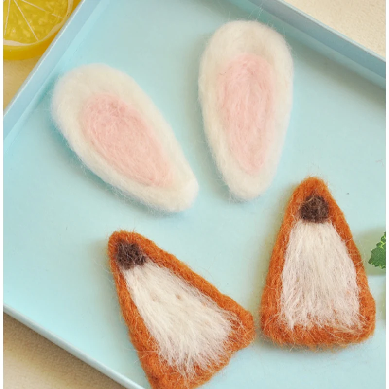 

Wool for felting accessories, Handmade diy material hairpin hair accessories fox rabbit ears 1pair/lot