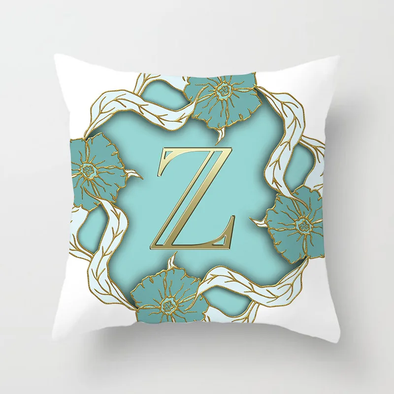 26 Alphabet Gold Letter Pillow Cover