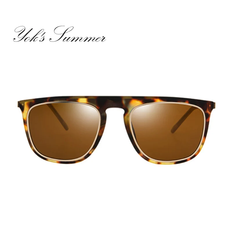 C2 Leopard Frame YOK'S Korean Square Polarized Sunglasses PC Stainless Steel Frame UV400 Coating Shadow Anti-glare Driving Goggles Glasses UN1307 - Цвет линз: C2 Leopard Frame