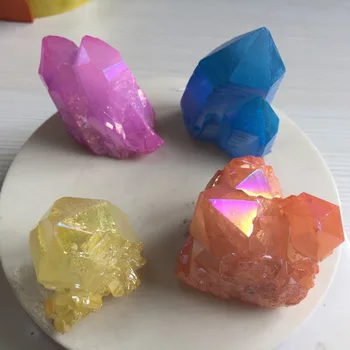 

4pcs a lots Electroplating Beautiful Quartz Cluster Specimen Crystal Home Decoration Ornaments for Christmas 2019 HOT SALE