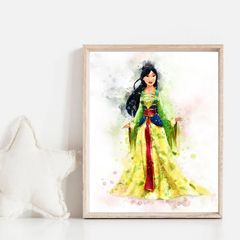 Watercolor Princess Wall Art Print