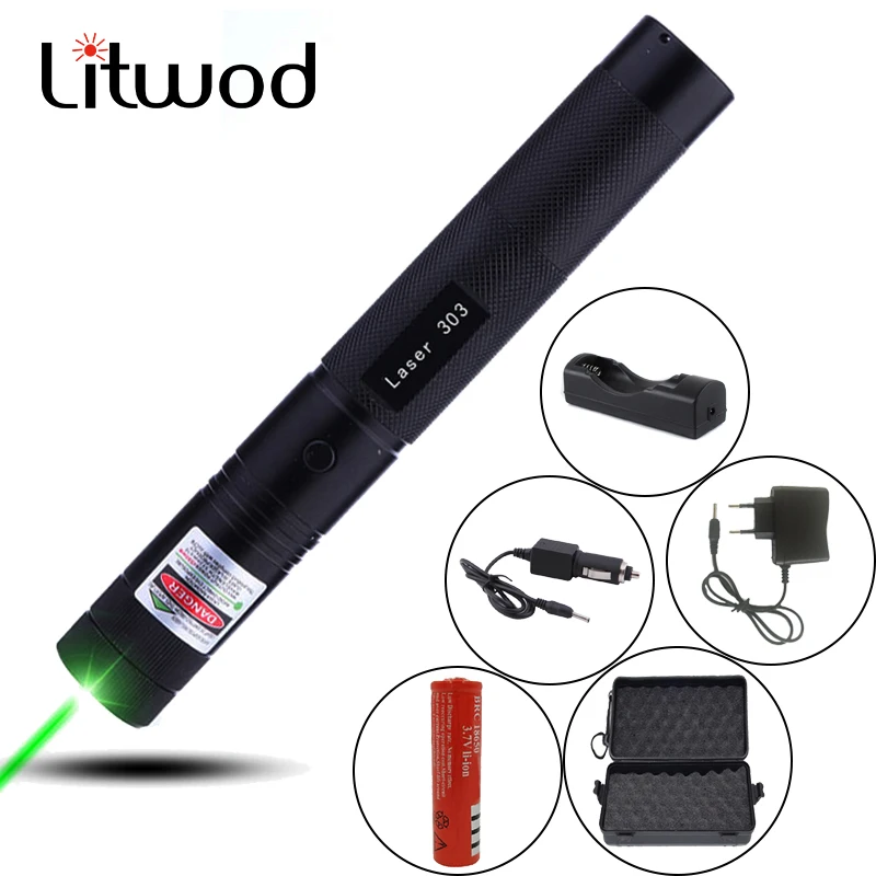 Litwod Z20303 532nm 5 мВт зеленый горящий лазер сопоставление лучей лазерная указка ручка мощный свет лазер 2 безопасный ключ применение 18650 батарея