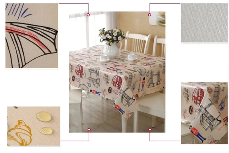 20 Types Tablecloth PVC Pastoral Plastic Table Cloth Rectangular Waterproof Oilproof Fabric Tea Table Cabinet Decor For Kitchen 