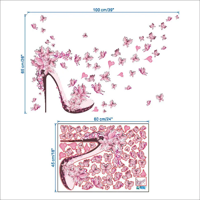 2018 New Hot Beautiful Girls Pink Butterfly Decor Living Room wall stickers on the wall decoracion stickers home decor