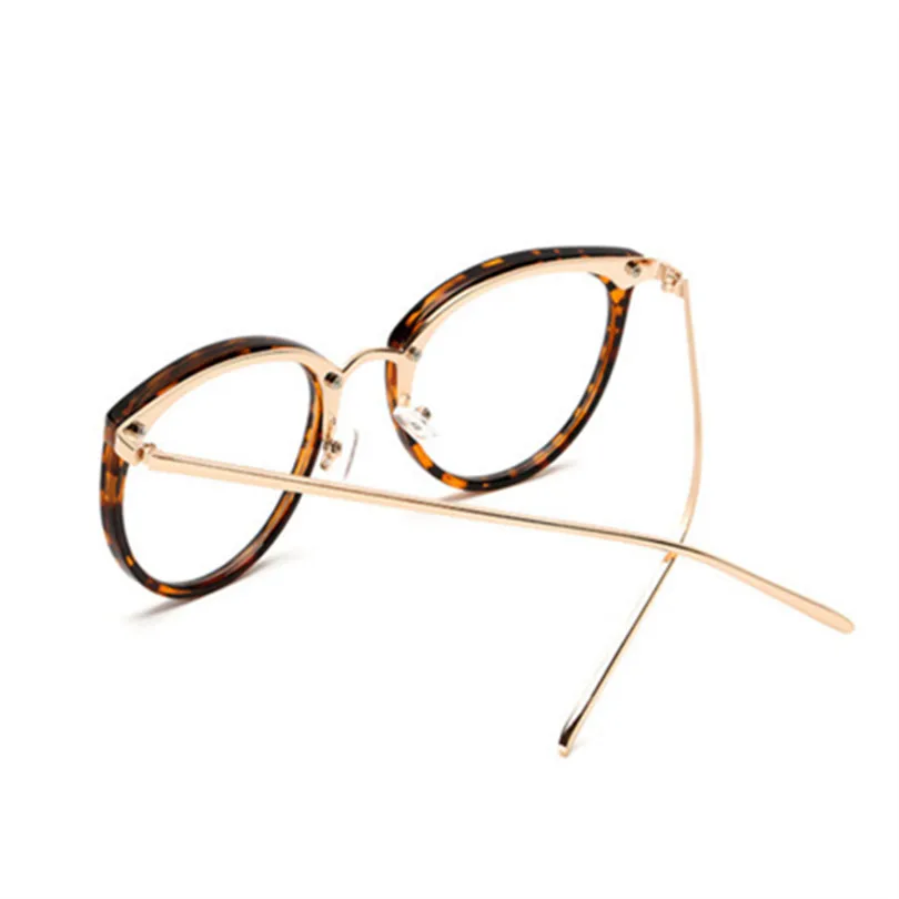 COOLSIR Retro Metal Frame Eyeglasses Oversized Clear Lens Glasses Men Women Transparent Optical Cat Eye Glasses Frames Spectacle