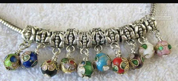 

120PCS Mixed Color Cloisonne bead charm dangle fit charm Bracelet M7236-245