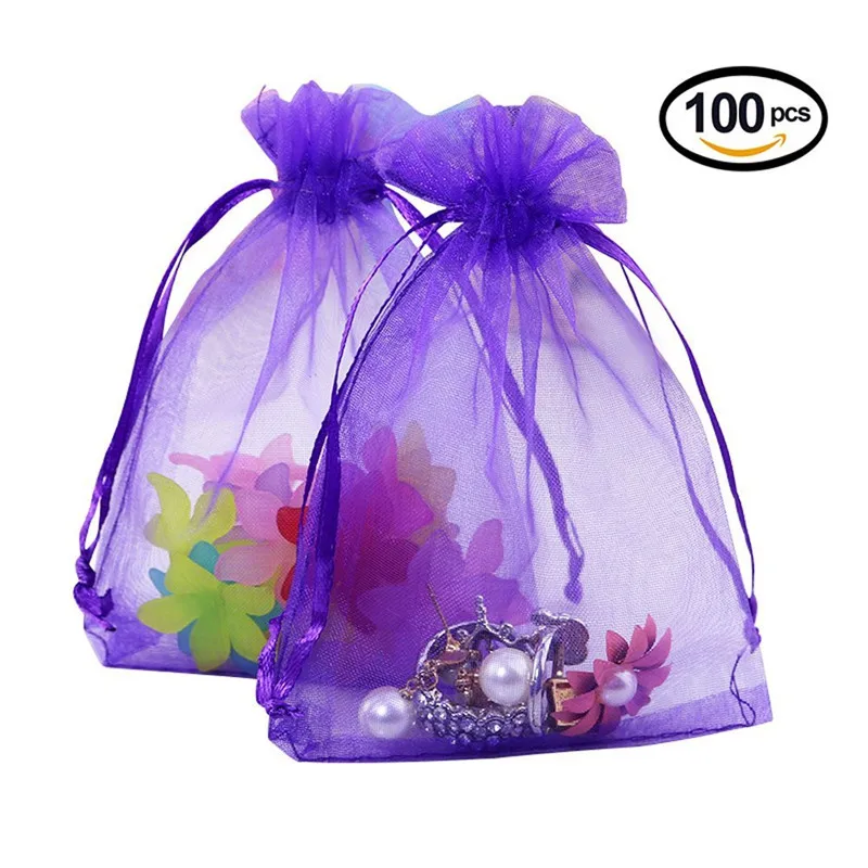50PCS 8x12/"Organza Drawstring Pouches Jewelry Party Wedding Favor Gift Bags Gold