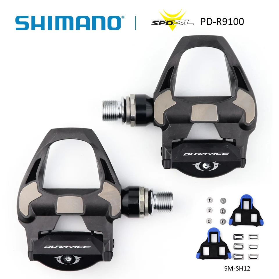 SHIMANO Тормозные колодки Dura Ace PD R9100 самоблокирующаяся педаль черный углеродное волокно велосипедные педали с SM-SH12 затычки SPD педаль Аксессуары для велосипеда