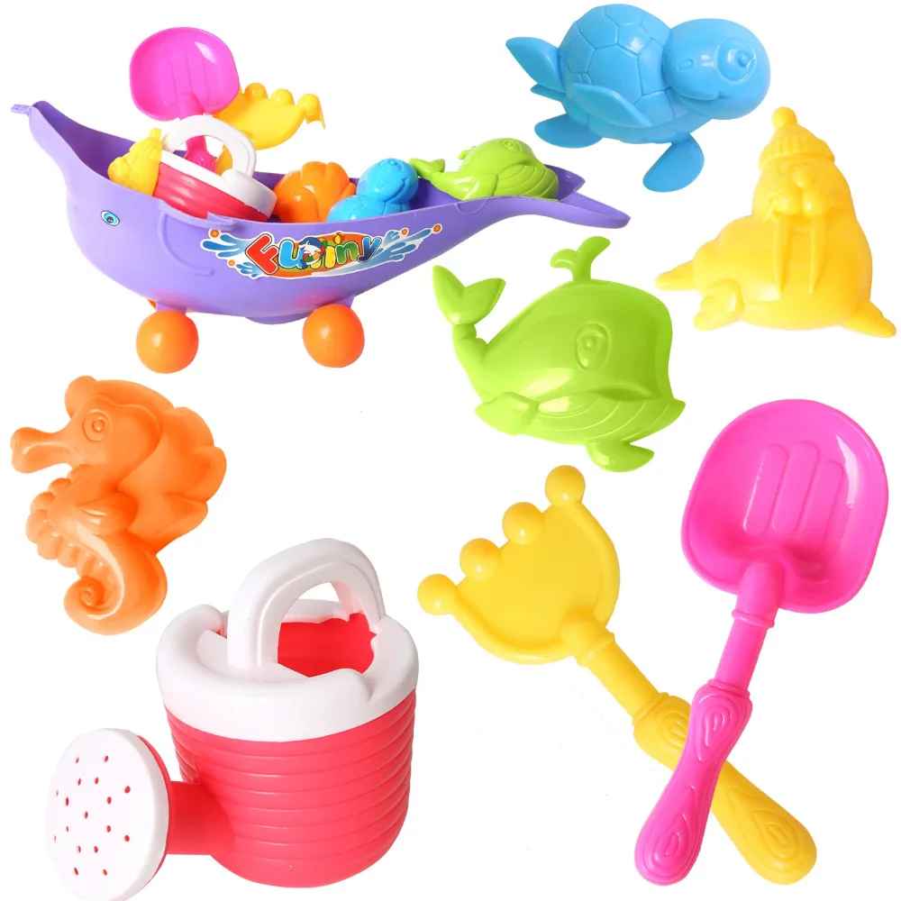 8 шт пляжные игрушки цвет случайный набор модели и формы, лопаты, грабли, разбрызгиватель песка ведро игрушки Игрушки для ванны выбор для детского праздника