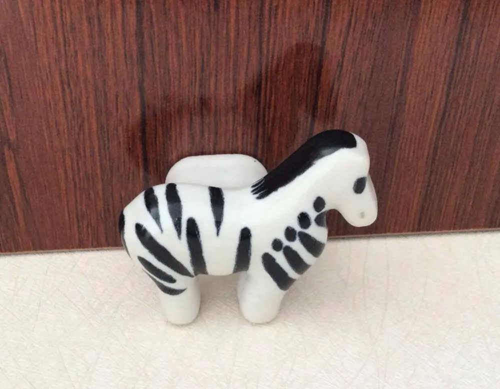 Zebra Dresser Knobs Kids Ceramic Drawer Handles Animal Cabinet