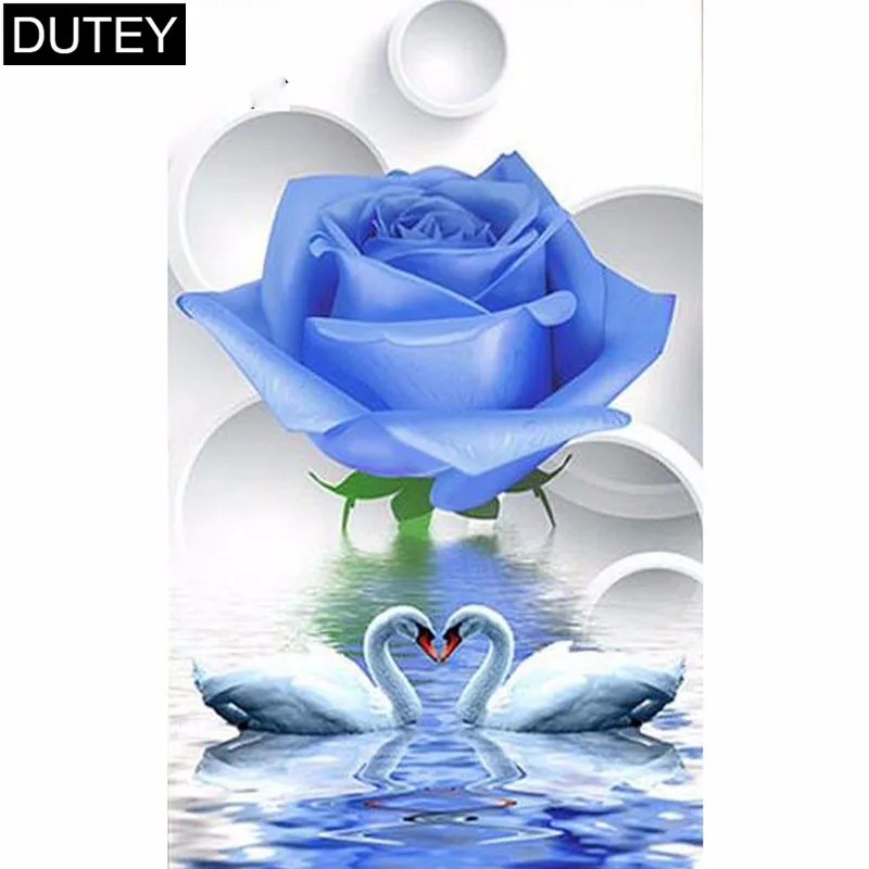 DIY 5D Diamond Painting Crystal Swan &amp;amp;amp;amp;amp;amp;amp;amp;amp;amp;amp;Rose Floral Crystal Diamond Painting Cross Stitch Needlework Diamond Home Decorative