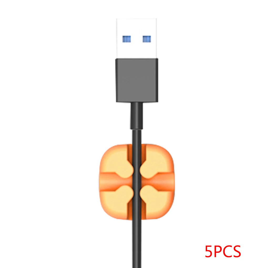 NO.5 Новое поступление 5 шт. квадратный USB кабель зажимы держатели Winder стол провода шнур Кабельные Зажимы Галстуки Органайзер держатель фиксатор строки - Цвет: NO.5