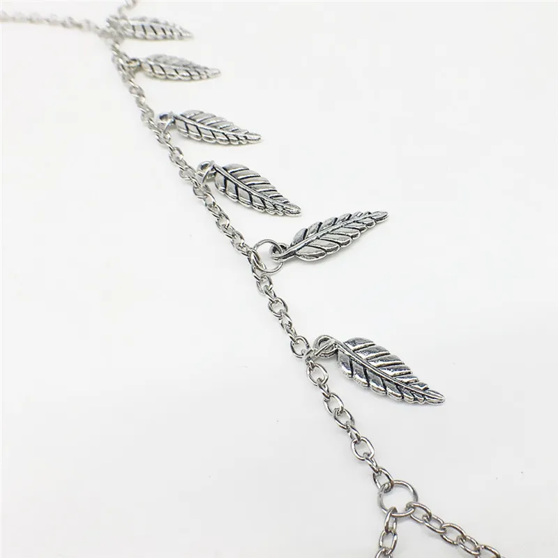 Pinksee 1PC Summer Silver Leaves Chain Anklet for Women Girls Barefoot Sandal Ankle Bracelet Beach Foot Jewelry