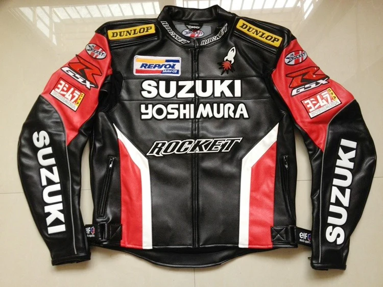 Compra Chaqueta de moto de cuero genuino de los hombres