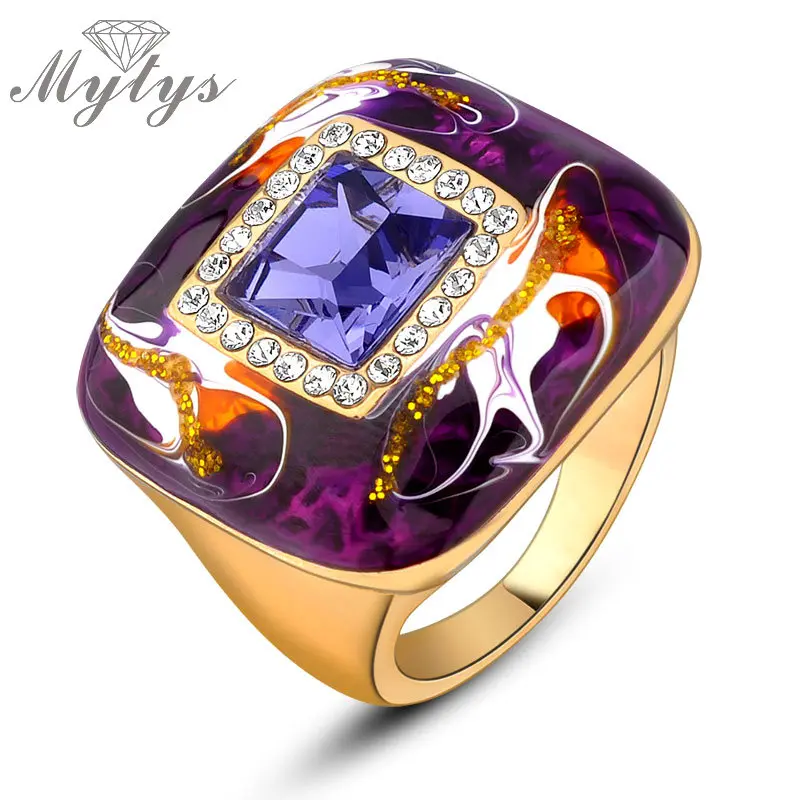 Mytys фиолетовый синий цвет женские кольца модные эмалированные технологии ювелирных изделий R931