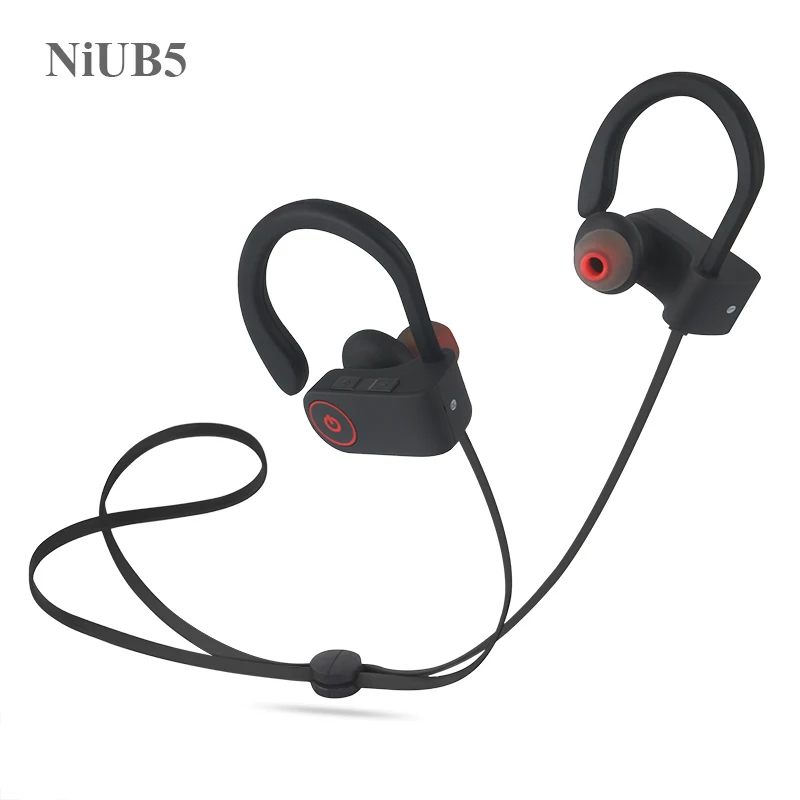 Спортивные наушники NiUB5 U8 с Bluetooth 4,1, беспроводная Bluetooth гарнитура, наушники с микрофоном, спортивные bluetooth-наушники с ушным крюком - Цвет: BLACK