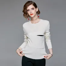 Solid long sleeve elastic knit wool basic sweater 2018 new women autumn pullover slim sweater