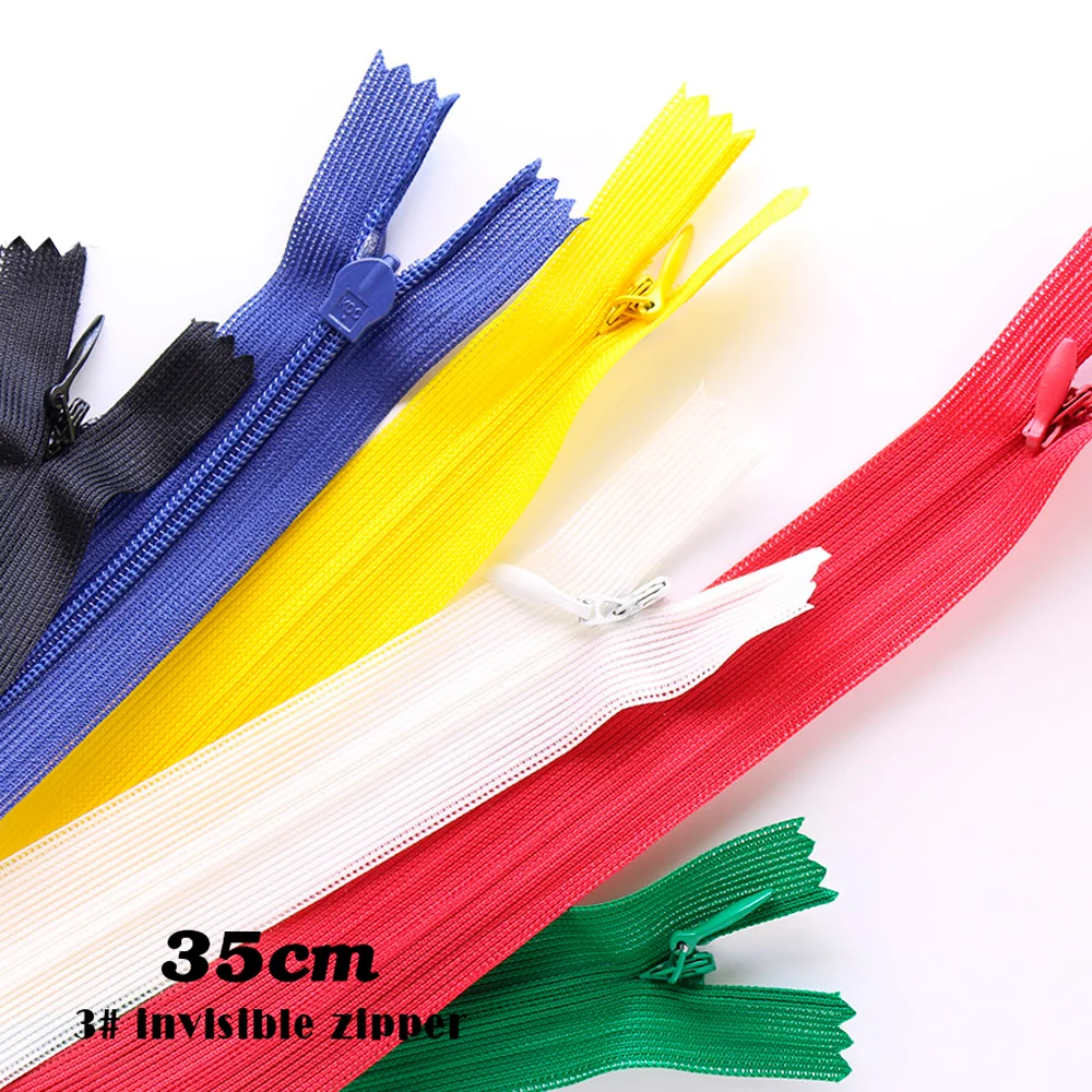 

3# invisible zippers 35cm for skirt pants open end lace zipper for hidden bags closure resin zips for sewing clothing pillow zip