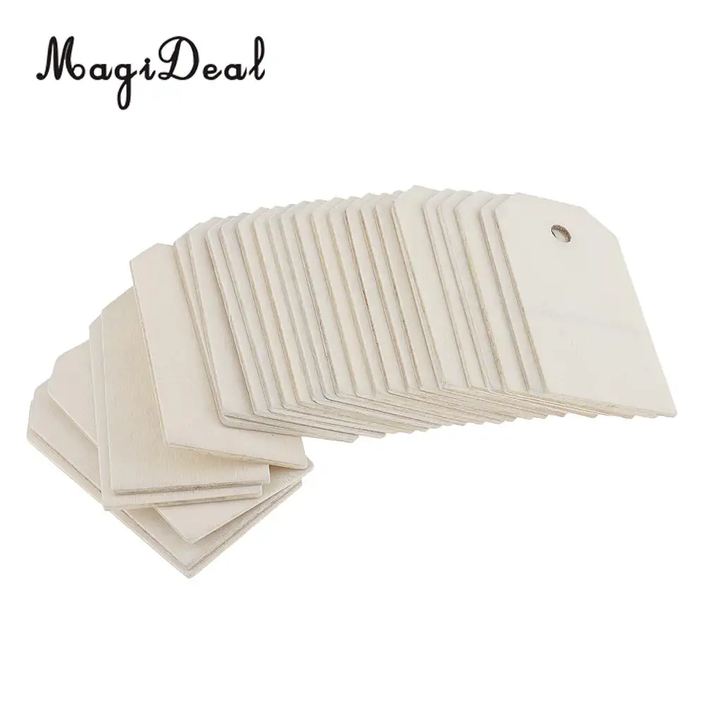 75 Piece Black/White Blank Wooden Gift Tags Hanging Label Plaque Wedding Party Christmas Chalkboard Message Board 56x31mm