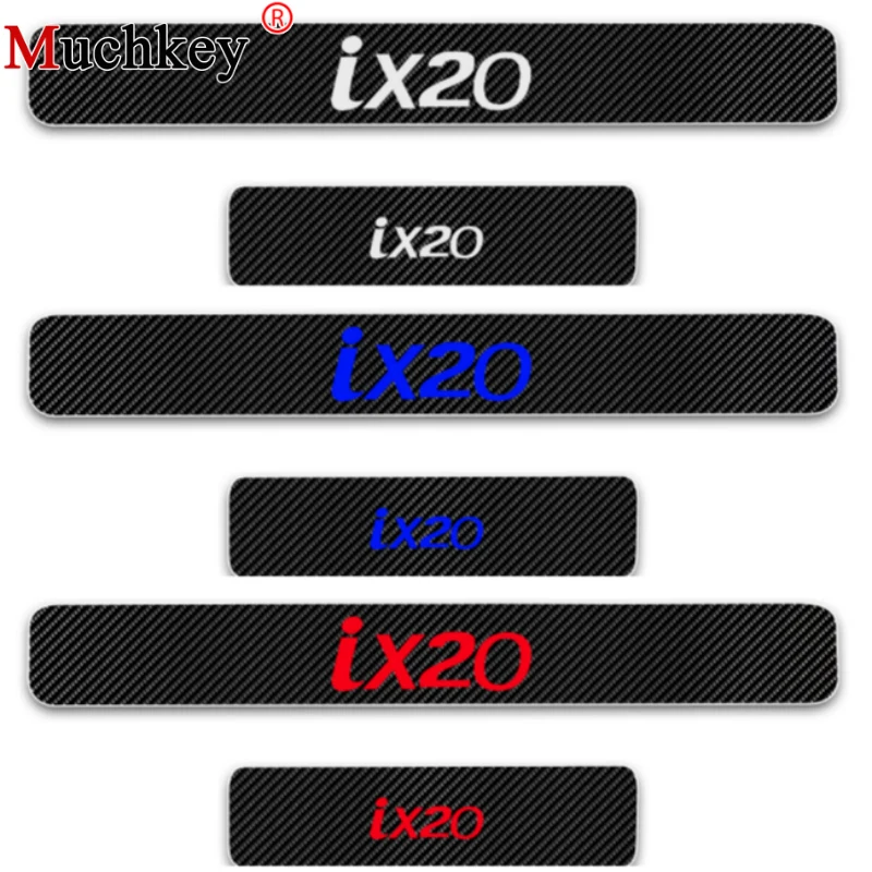 For Hyundai Ix20 Carbon Fiber Vinyl Sticker Car Door Sill Welcome Pedal Stickers Door Threshold Pla