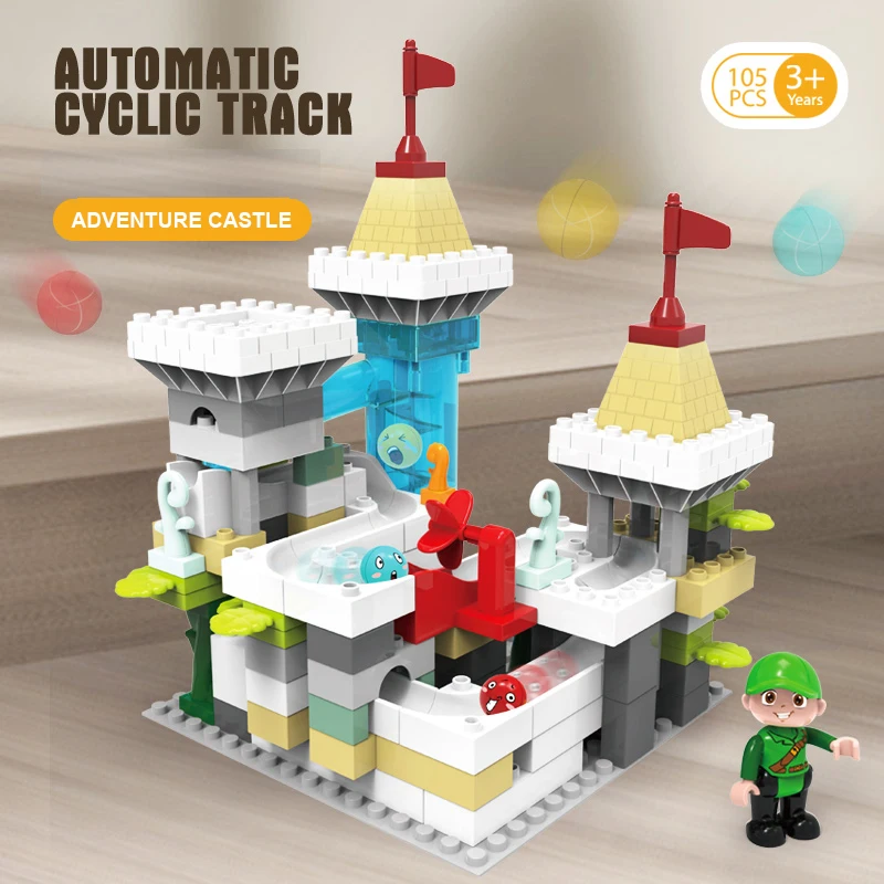 

Marble Race Run Maze Ball Electric Track Plastic Funnel Slide Big Size Bricks Compatible LegoSet Duplo Building Blocks Gift Toys