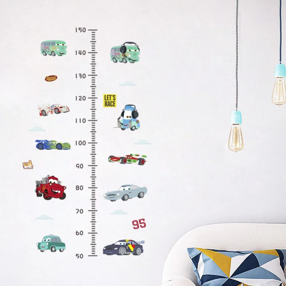 Дисней автомобиль тематическая наклейка детская комната спальня гостиная детская комната мультфильм наклейки на стену наклейки для измерения роста