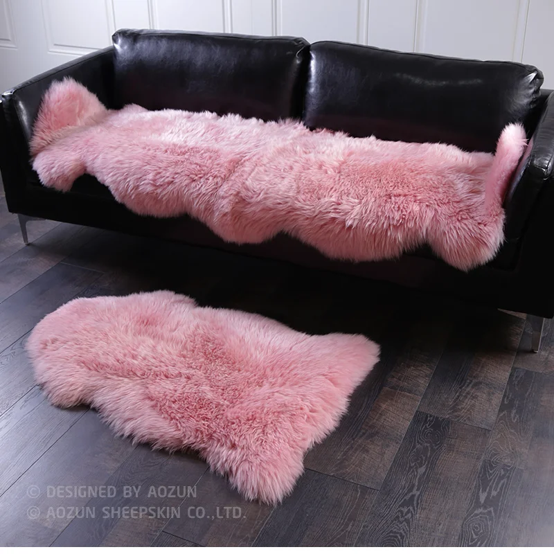 Медовый розовый цвет 2P цельный ковер из овечьей кожи NewZealand 60*180 см фиолетовый мохнатый ковер из овечьей шерсти для девочки