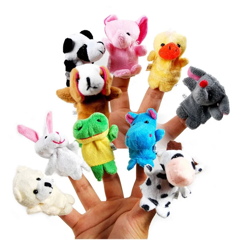 10PCS Cute Cartoon Biological Animal Finger Puppet Plush Toys Child