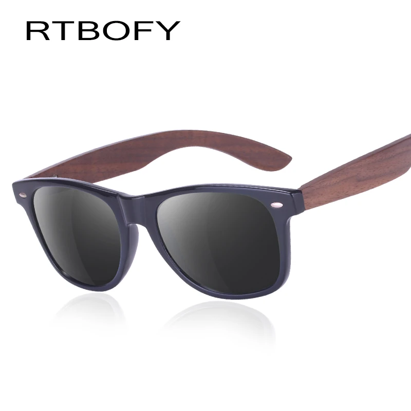 

RTBOFY Polarized Wood Sunglasses for Men and Women Walnut Wood Legs with PC Frame Vintage Design Travel Fishing Hiking Shades